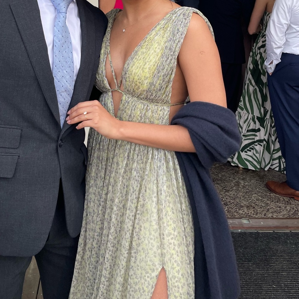 Jonathan Simkhai cut-out metalic plissé gown